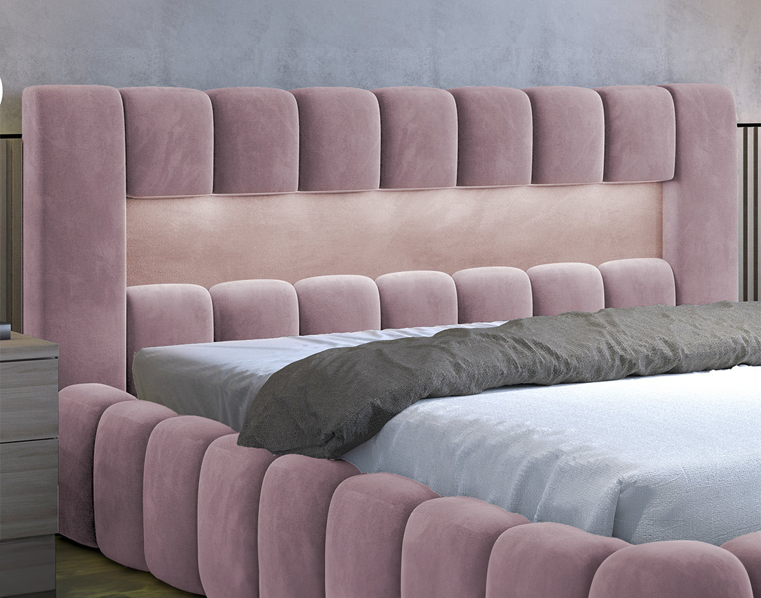 Lit coffre 140x200 cm sommier inclus en velours Cleo