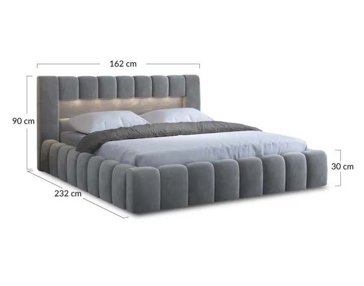 Lit coffre 140x200 cm sommier inclus en velours Cleo