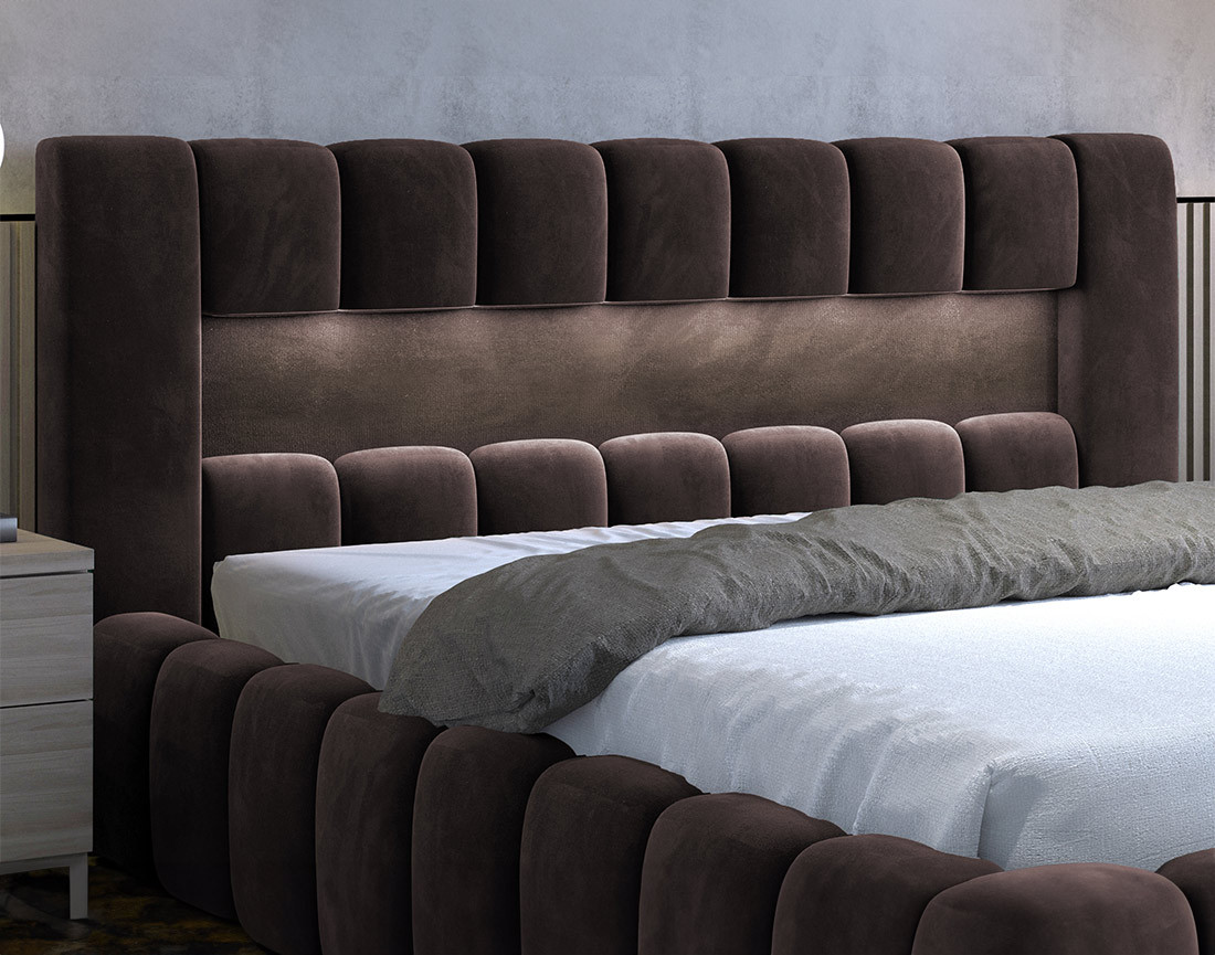 Lit coffre 160x200 cm sommier inclus en velours Cleo