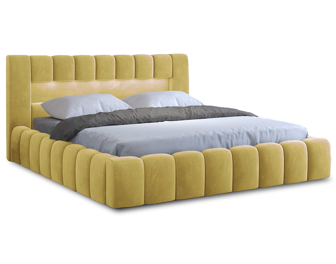 Lit coffre 160x200 cm sommier inclus en velours Cleo