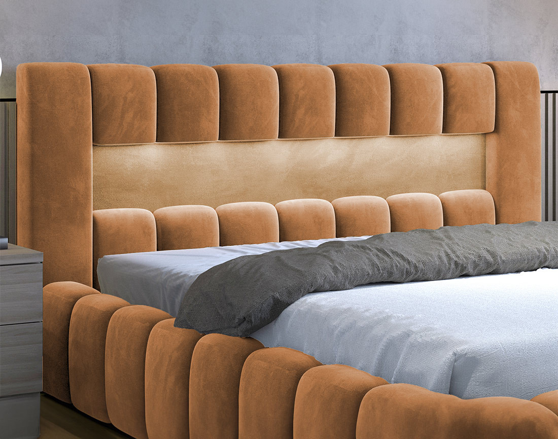 Lit coffre 160x200 cm sommier inclus en velours Cleo