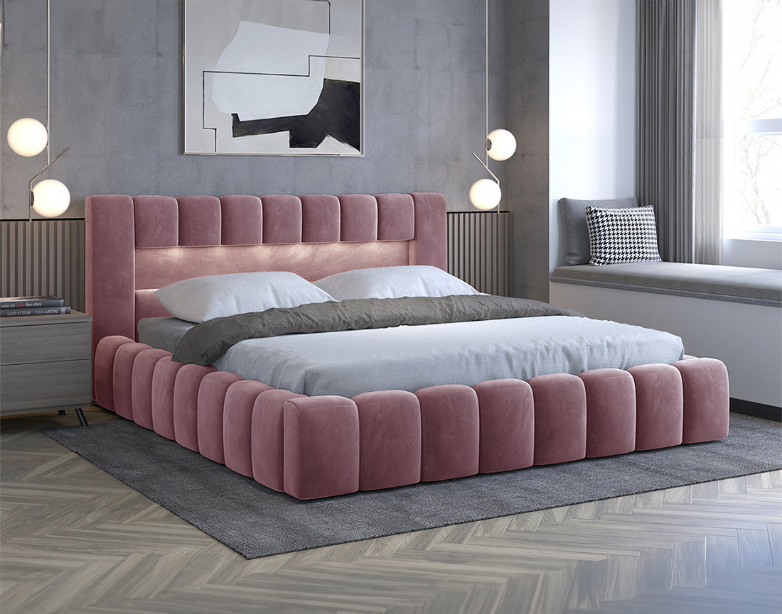 Lit coffre 160x200 cm sommier inclus en velours Cleo