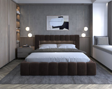 Lit coffre 180x200 cm sommier inclus en velours Cleo