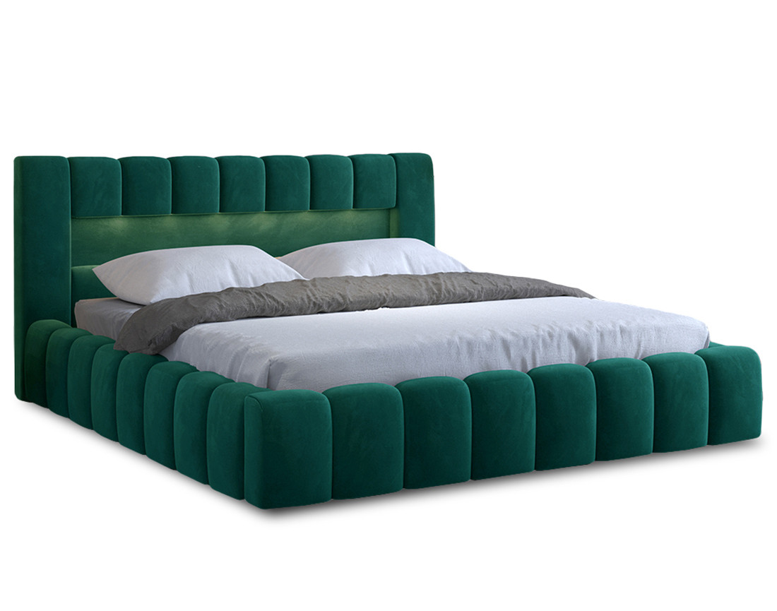 Lit coffre 180x200 cm sommier inclus en velours Cleo