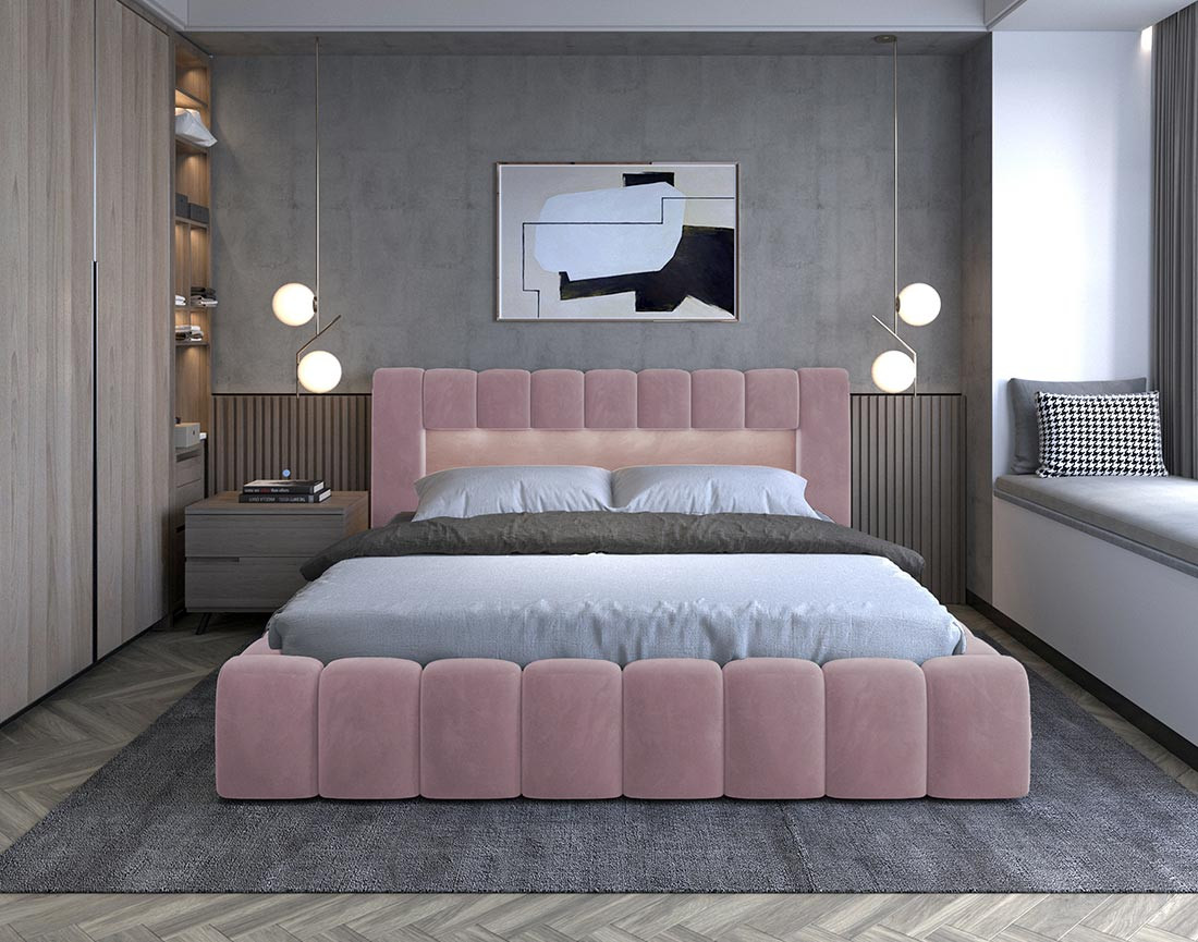 Lit coffre 180x200 cm sommier inclus en velours Cleo