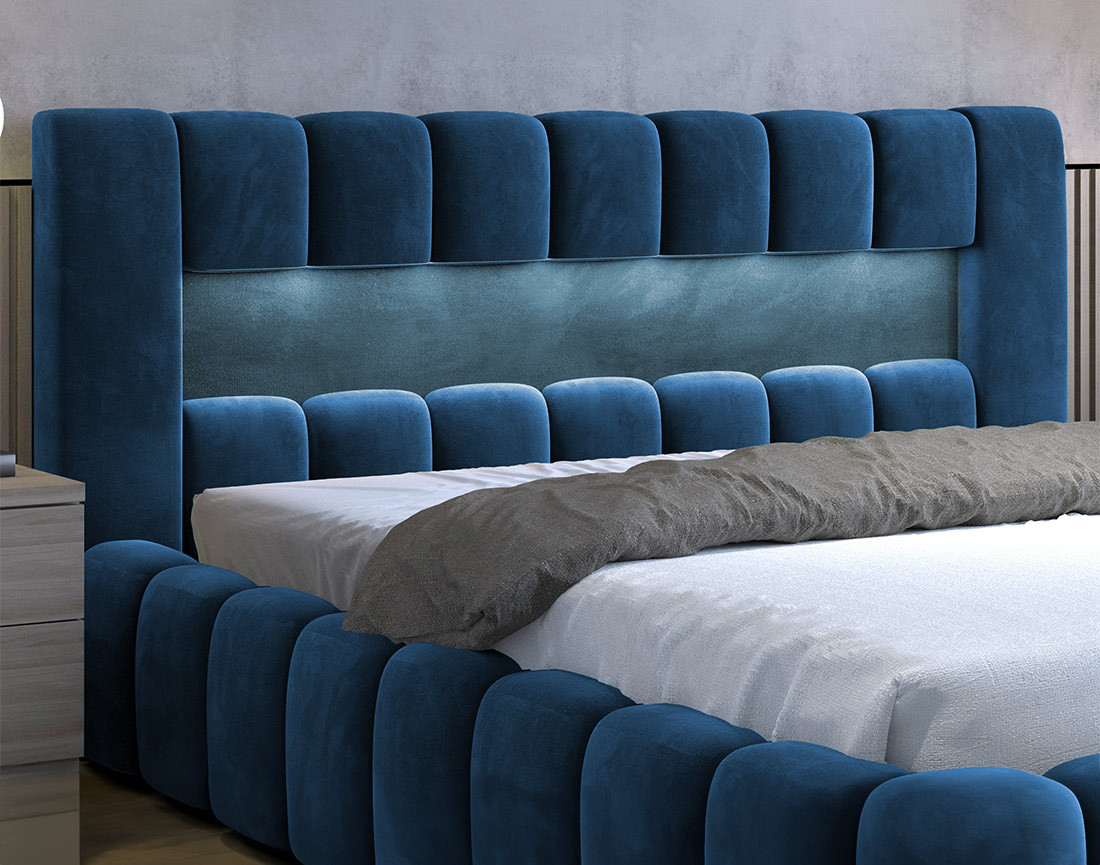 Lit coffre 180x200 cm sommier inclus en velours Cleo