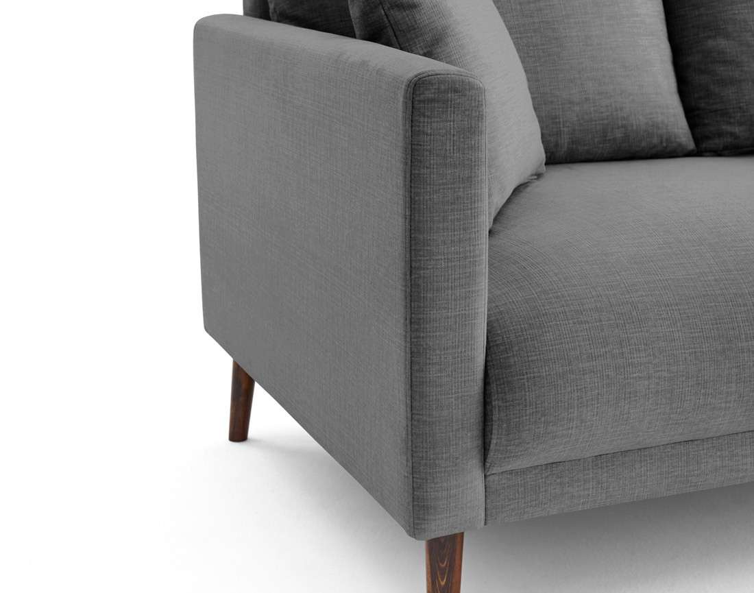 Canapé droit 3 places en velours pieds en bois Ostrava