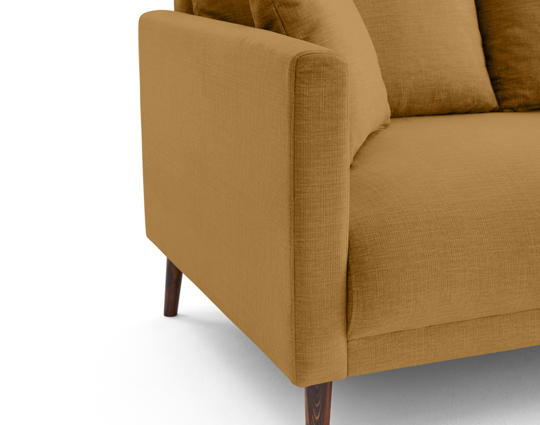 Canapé droit 3 places en velours pieds en bois Ostrava