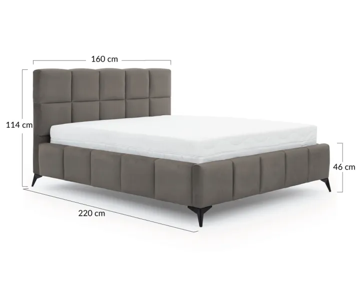 Lit coffre 140x200 cm sommier inclus en velours Millie