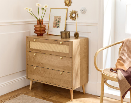 Commode bois et cannage 80 cm Goto