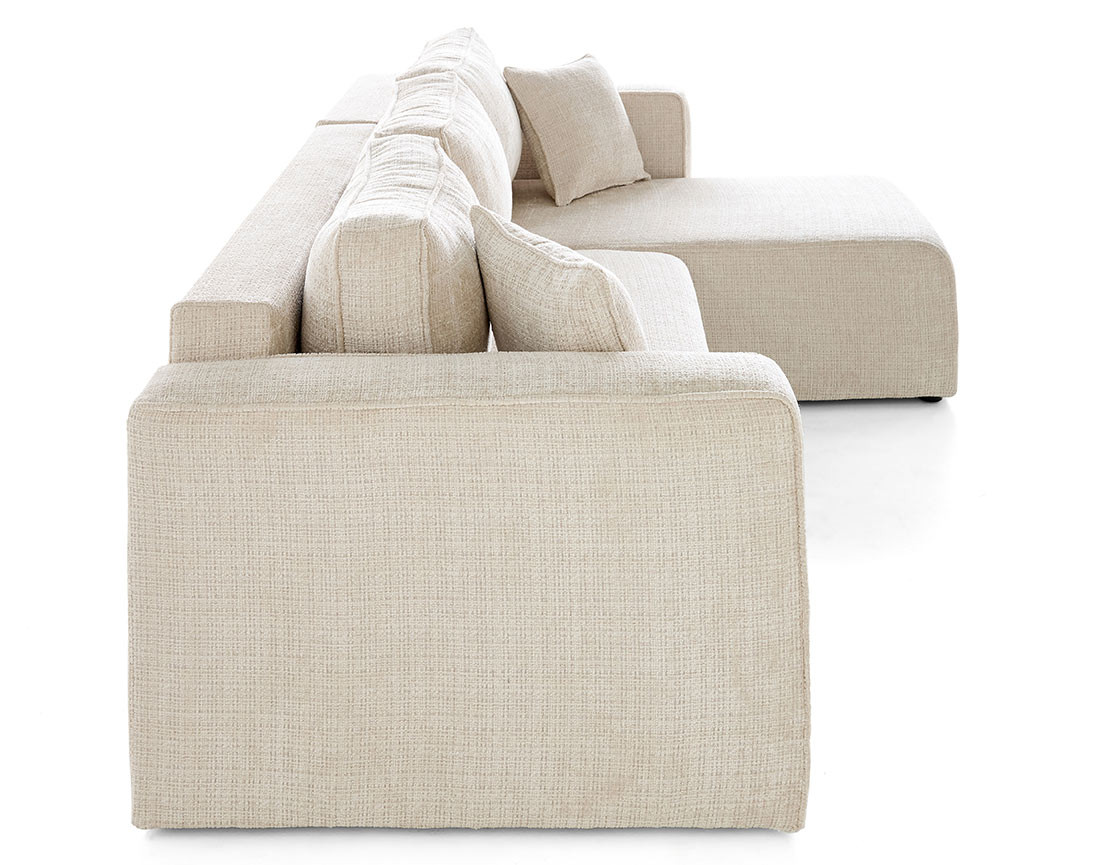 Canapé d'angle déhoussable réversible 4 places en velours texturé Topaze Canapé d'angle déhoussable réversible 4 places en velours texturé Topaze