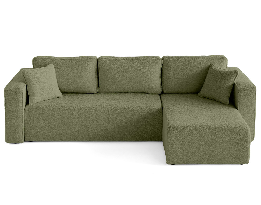 Canapé d'angle déhoussable réversible 4 places en tissu bouclette