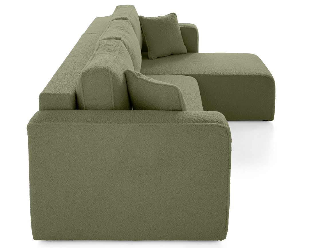 Canapé d'angle déhoussable réversible 4 places en tissu bouclette