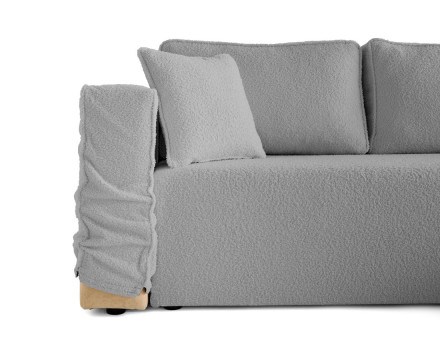 Canapé d'angle déhoussable réversible 4 places en tissu bouclette