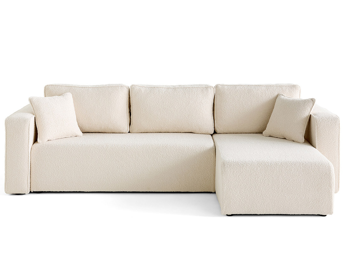 Canapé d'angle déhoussable réversible 4 places en tissu bouclette Canapé d'angle déhoussable réversible 4 places en tissu bouclette
