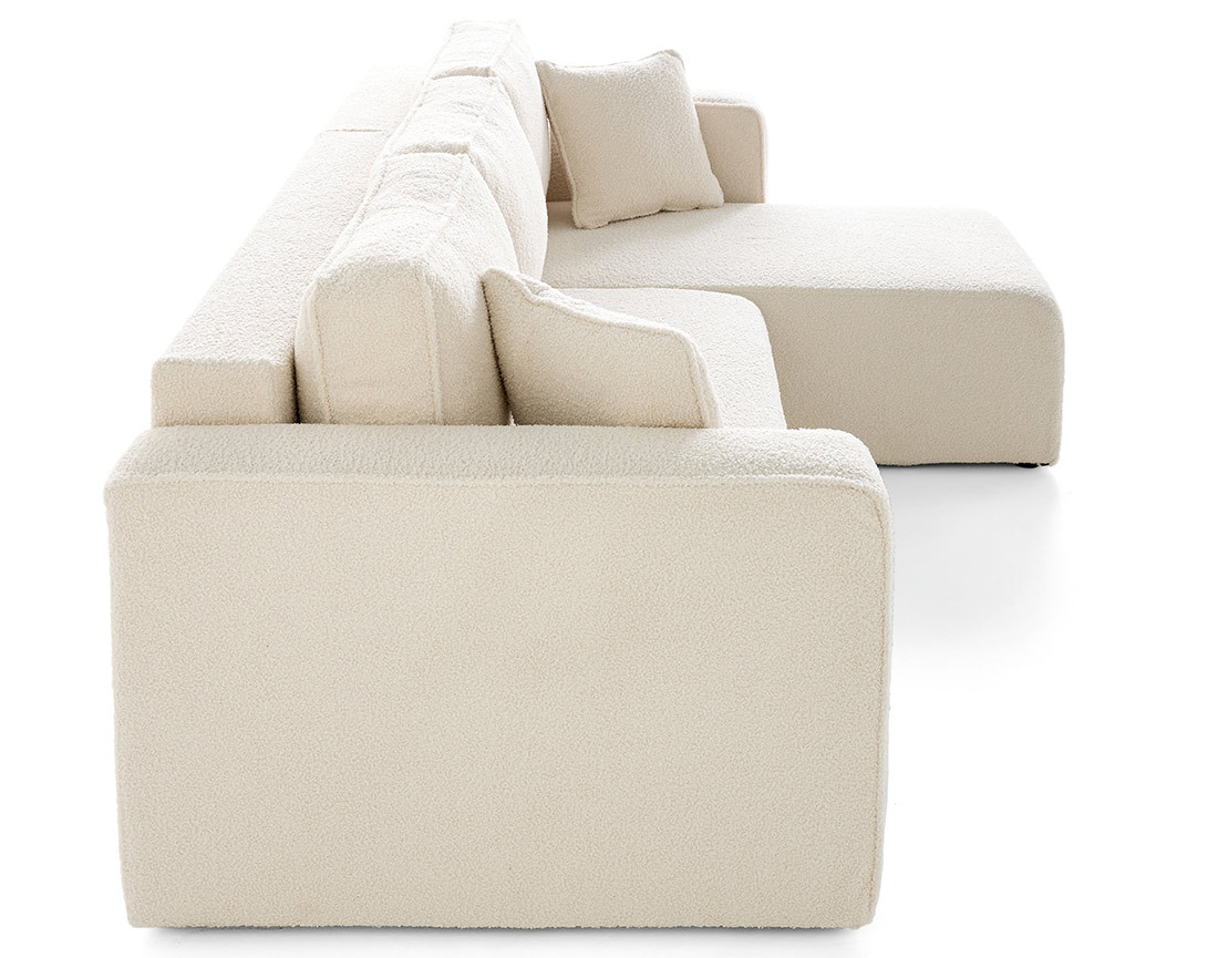 Canapé d'angle déhoussable réversible 4 places en tissu bouclette Canapé d'angle déhoussable réversible 4 places en tissu bouclette