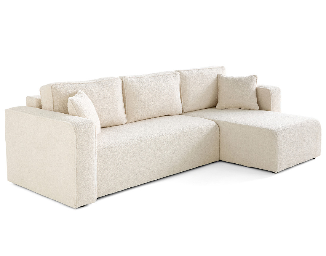 Canapé d'angle déhoussable réversible 4 places en tissu bouclette Canapé d'angle déhoussable réversible 4 places en tissu bouclette