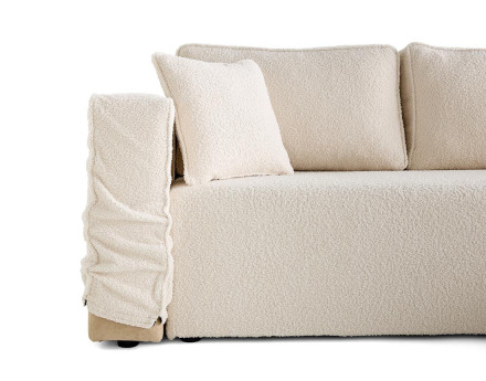 Canapé d'angle déhoussable réversible 4 places en tissu bouclette