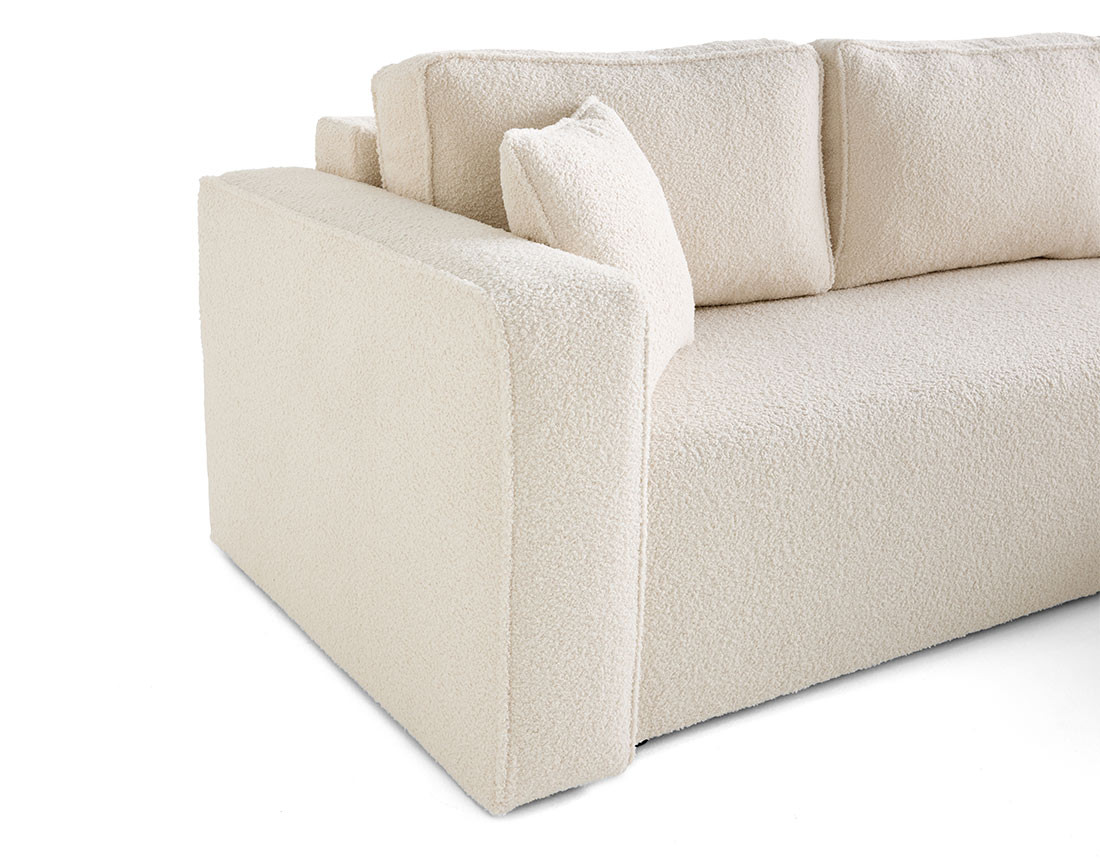 Canapé d'angle déhoussable réversible 4 places en tissu bouclette Canapé d'angle déhoussable réversible 4 places en tissu bouclette