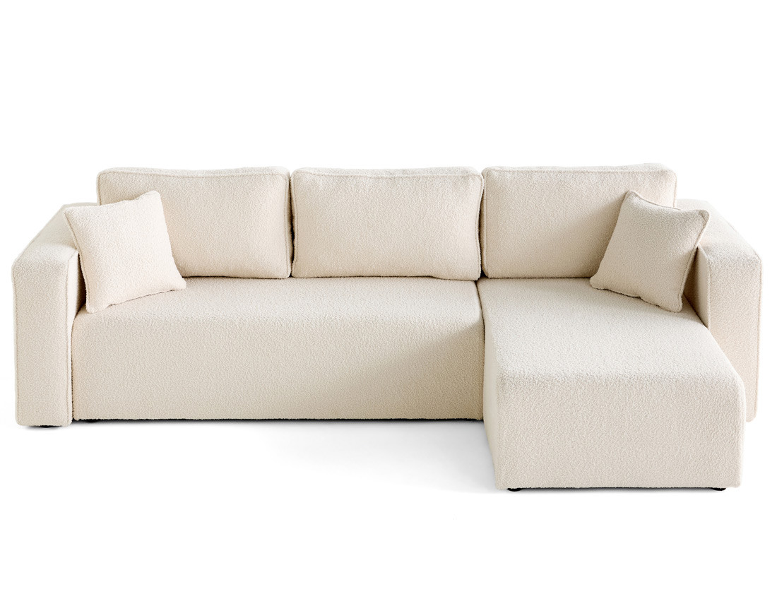 Canapé d'angle déhoussable réversible 4 places en tissu bouclette Canapé d'angle déhoussable réversible 4 places en tissu bouclette