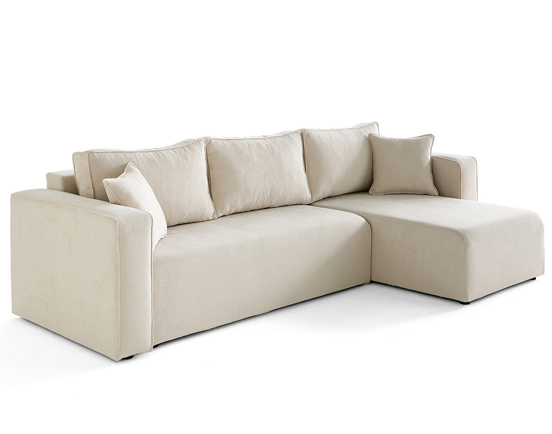 Canapé d'angle déhoussable réversible 4 places en tissu Topaze