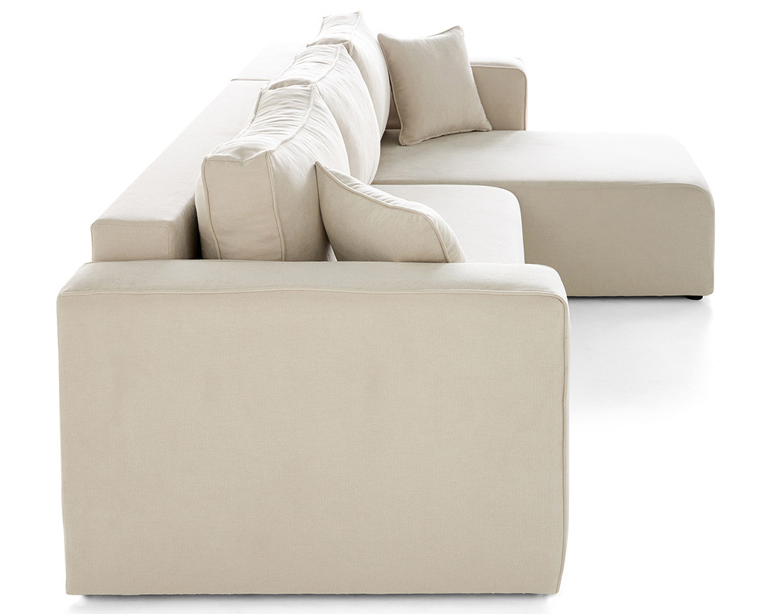 Canapé d'angle déhoussable réversible 4 places en tissu Topaze