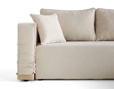 Canapé d'angle déhoussable réversible 4 places en tissu Topaze