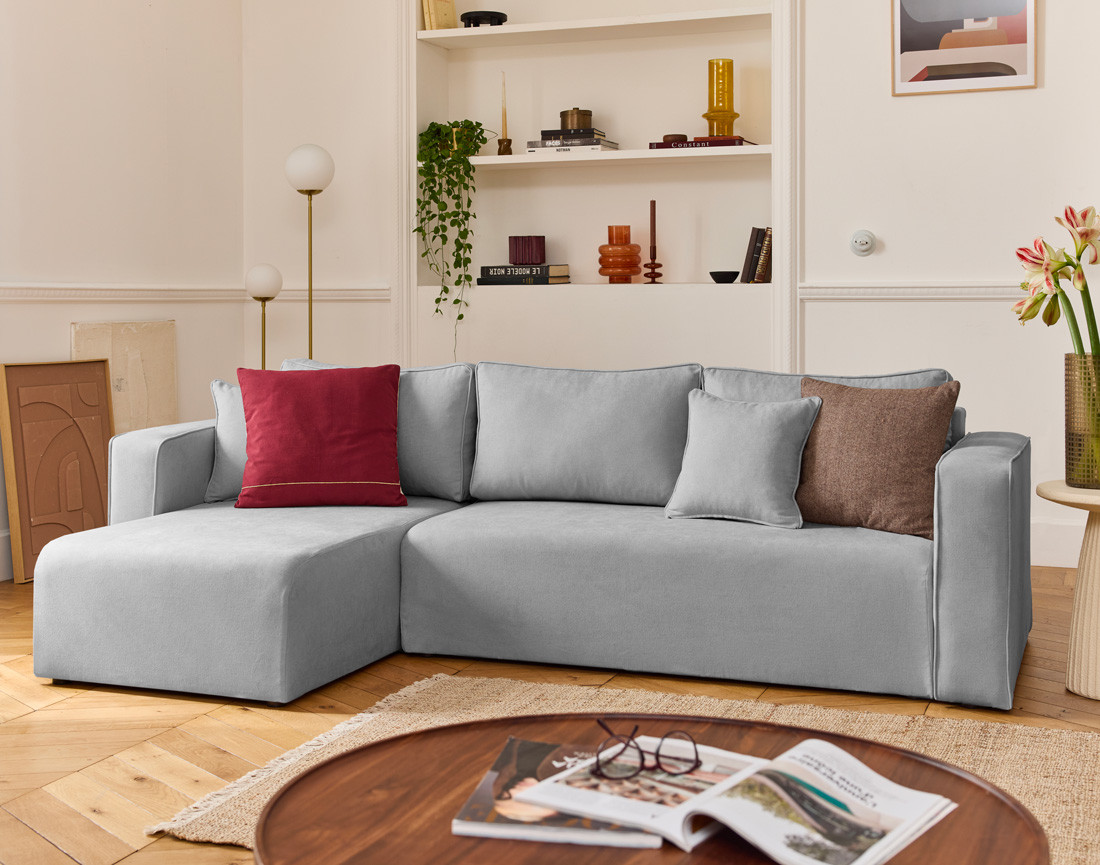 Canapé d'angle déhoussable réversible 4 places en tissu Topaze Canapé d'angle déhoussable réversible 4 places en tissu Topaze