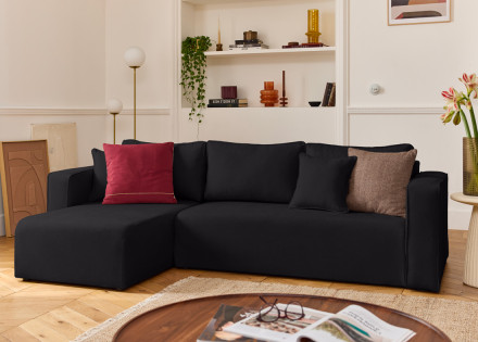 Canapé d'angle déhoussable réversible 4 places en tissu Topaze