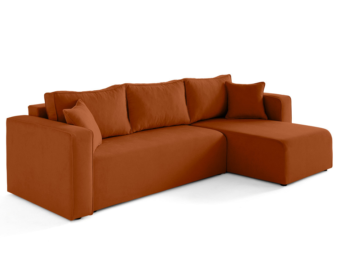 Canapé d'angle déhoussable réversible 4 places en tissu Topaze