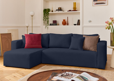 Canapé d'angle déhoussable réversible 4 places en tissu Topaze
