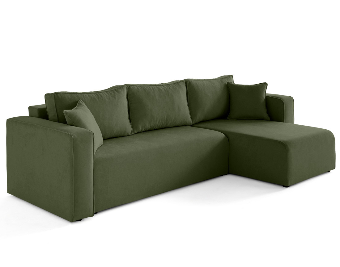 Canapé d'angle déhoussable réversible 4 places en tissu Topaze