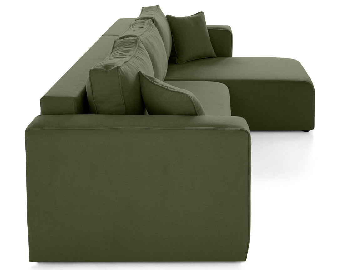 Canapé d'angle déhoussable réversible 4 places en tissu Topaze