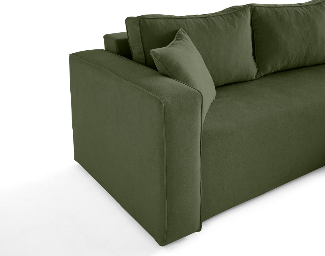 Canapé d'angle déhoussable réversible 4 places en tissu Topaze