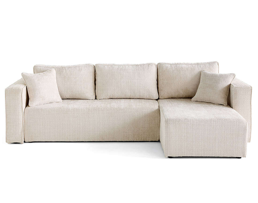 Housse en velours texturé pour canapé d'angle réversible 4 places