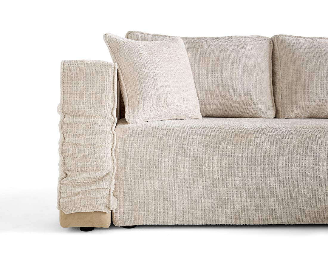 Housse en velours texturé pour canapé d'angle réversible 4 places