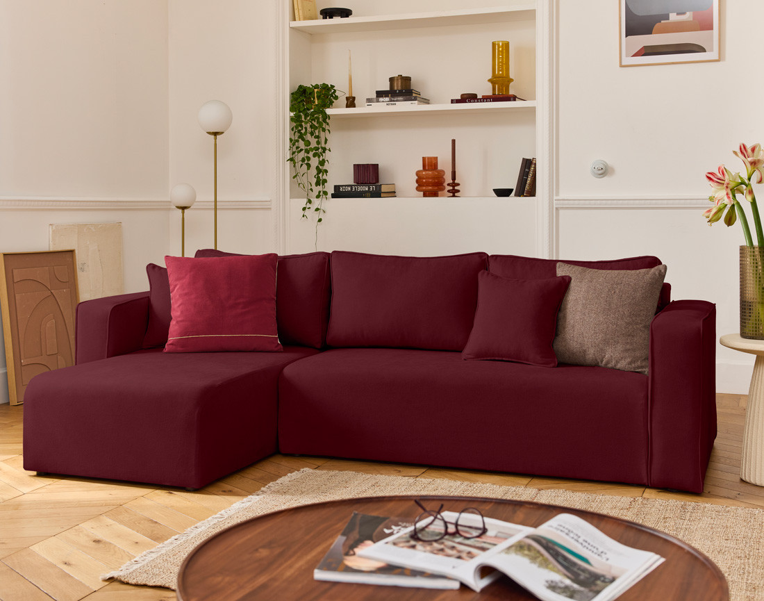 Housse en tissu pour canapé d'angle réversible 4 places Topaze