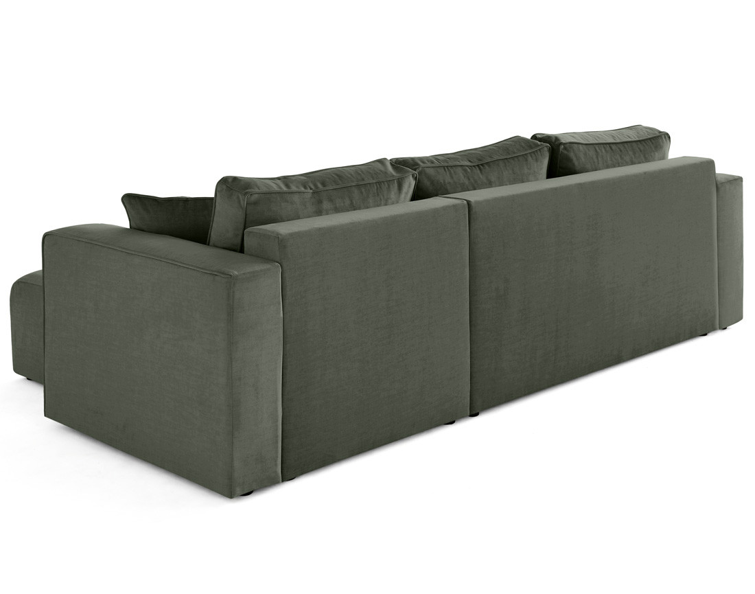 Canapé d'angle déhoussable réversible 4 places en velours Topaze