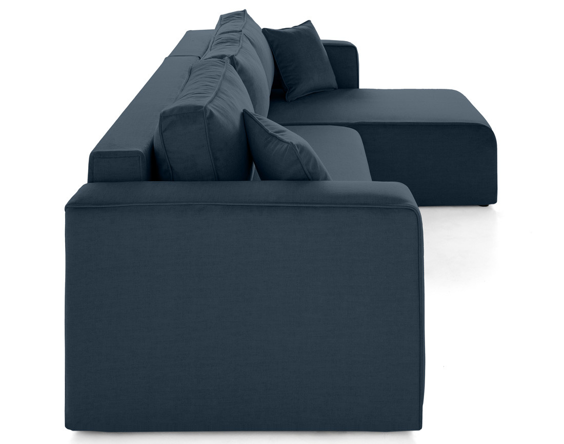 Canapé d'angle déhoussable réversible 4 places en velours Topaze