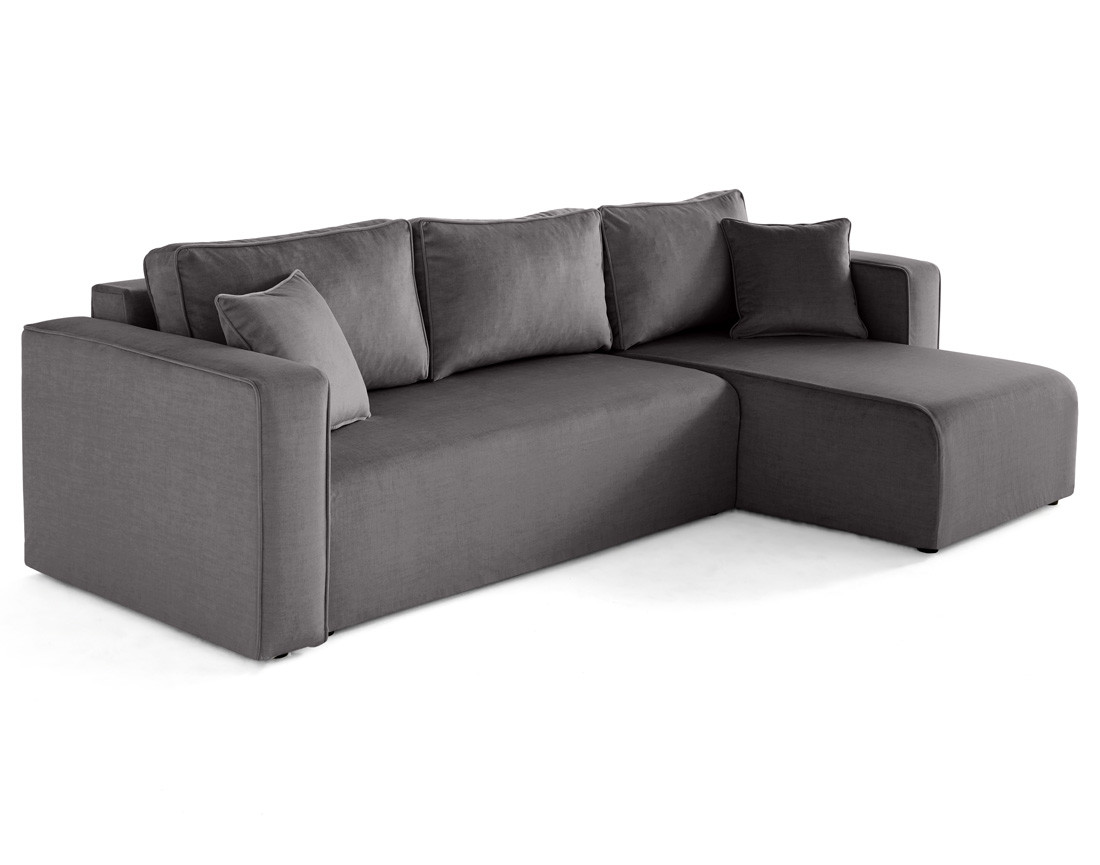 Canapé d'angle déhoussable réversible 4 places en velours Topaze Canapé d'angle déhoussable réversible 4 places en velours Topaze