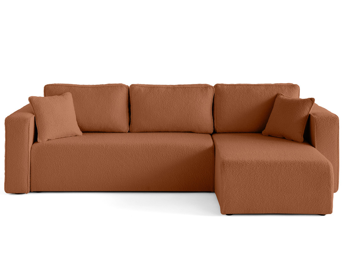 Housse en tissu bouclette pour canapé d'angle réversible 4 places Topaze