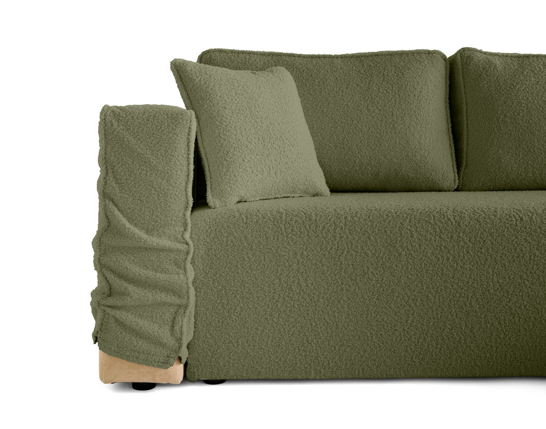 Housse en tissu bouclette pour canapé d'angle réversible 4 places Topaze