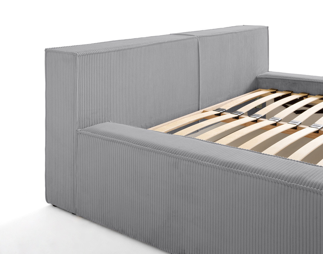 Lit coffre 140x190 cm sommier inclus en velours côtelé Stella Lit coffre 140x190 cm sommier inclus en velours côtelé Stella