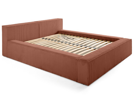 Lit coffre 160x200 cm sommier inclus en velours côtelé Stella