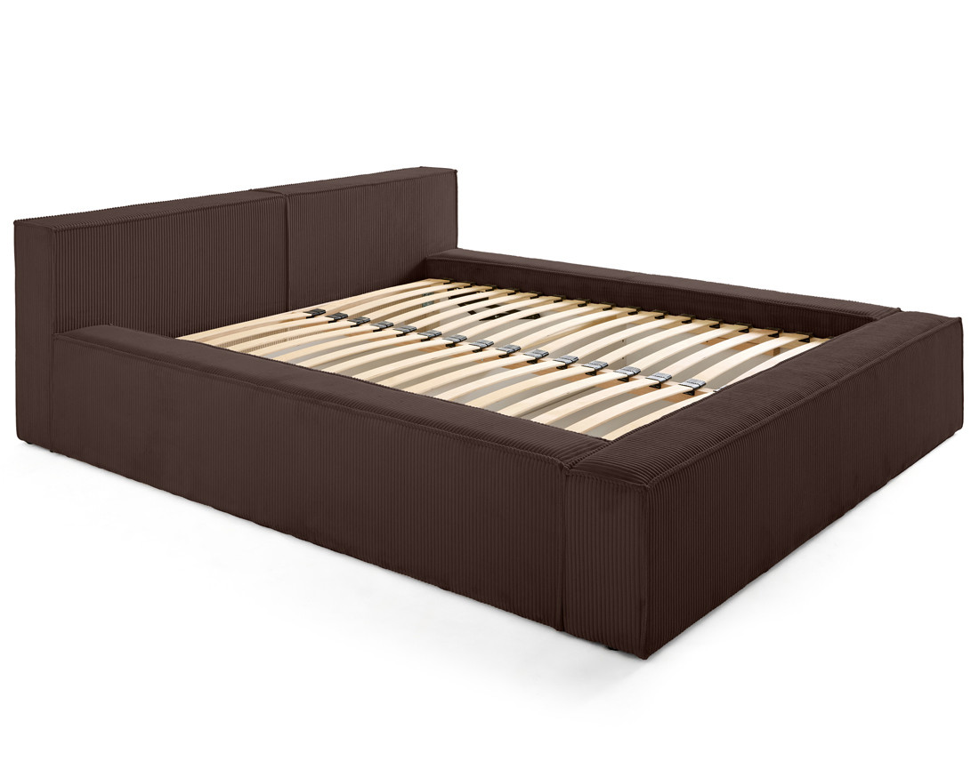 Lit coffre 180x200 cm sommier inclus en velours côtelé Stella
