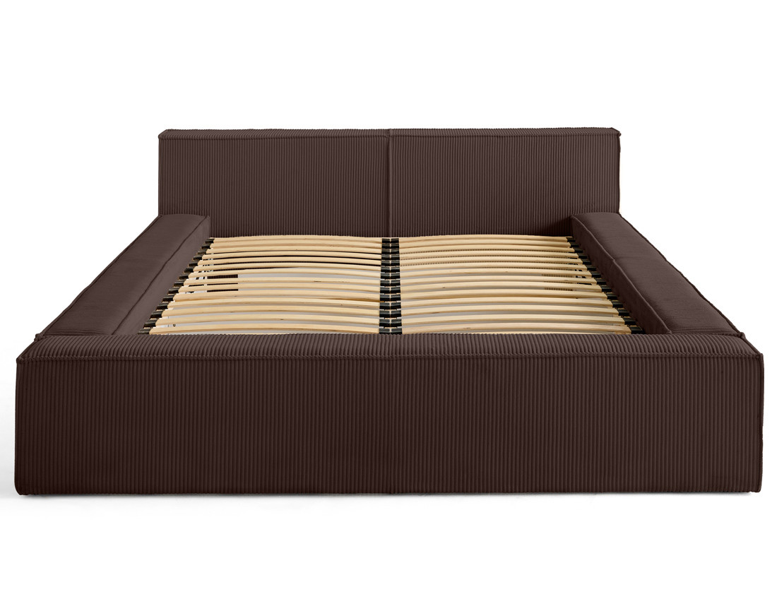 Lit coffre 180x200 cm sommier inclus en velours côtelé Stella