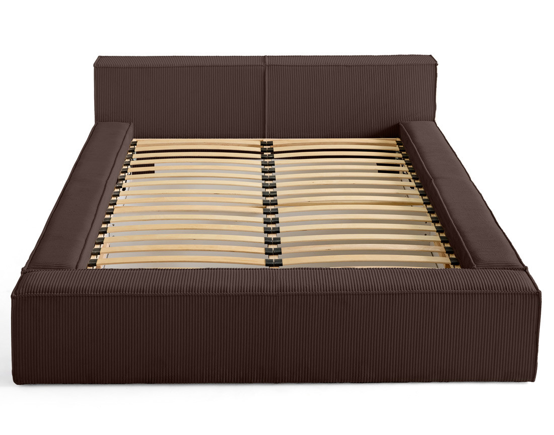 Lit coffre 180x200 cm sommier inclus en velours côtelé Stella
