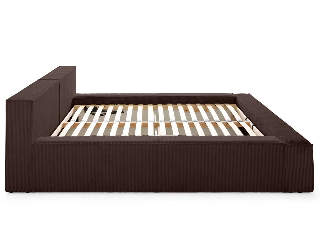 Lit coffre 180x200 cm sommier inclus en velours côtelé Stella
