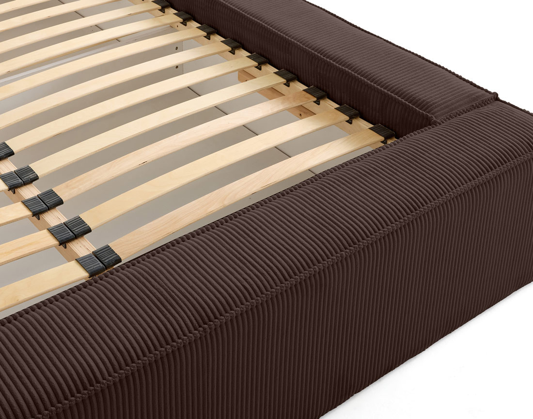 Lit coffre 180x200 cm sommier inclus en velours côtelé Stella