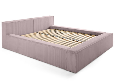 Lit coffre 180x200 cm sommier inclus en velours côtelé Stella